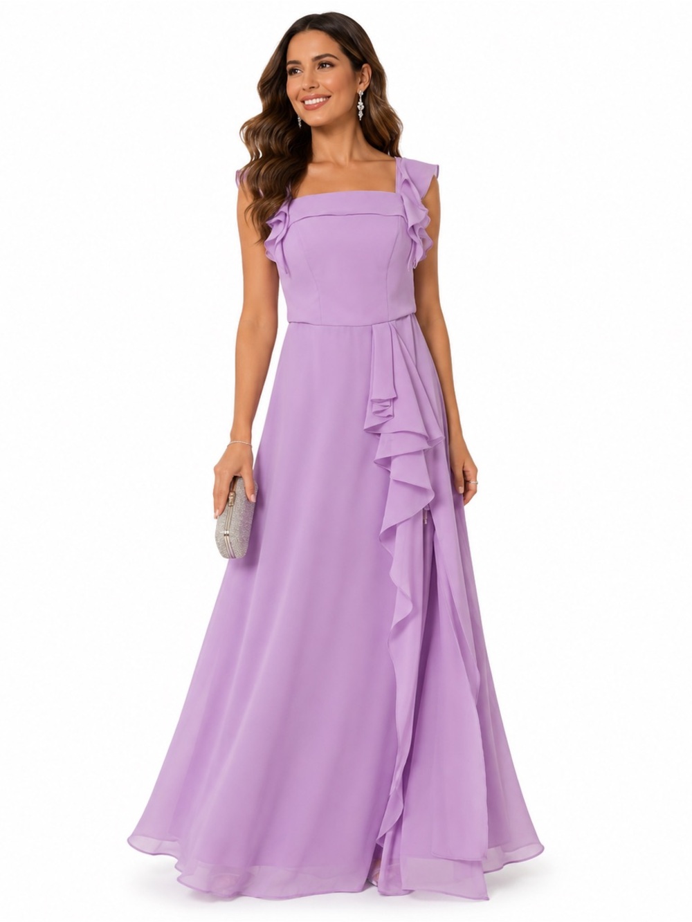 Lilac Chiffon Corset Gown Size 4 Slit Formal Dress Wedding NWOT Garden Party